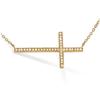 [K6613] - White Gold 'Cross' Gold-Plated Necklace - 30x15 Mm