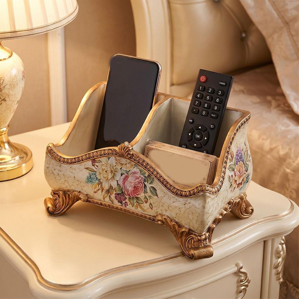 3 Compartment Remote Control Box Resin Desktop Storage Box Home Decoration