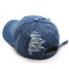 Ripped denim baseball cap, washed denim, outdoor men's sun hat