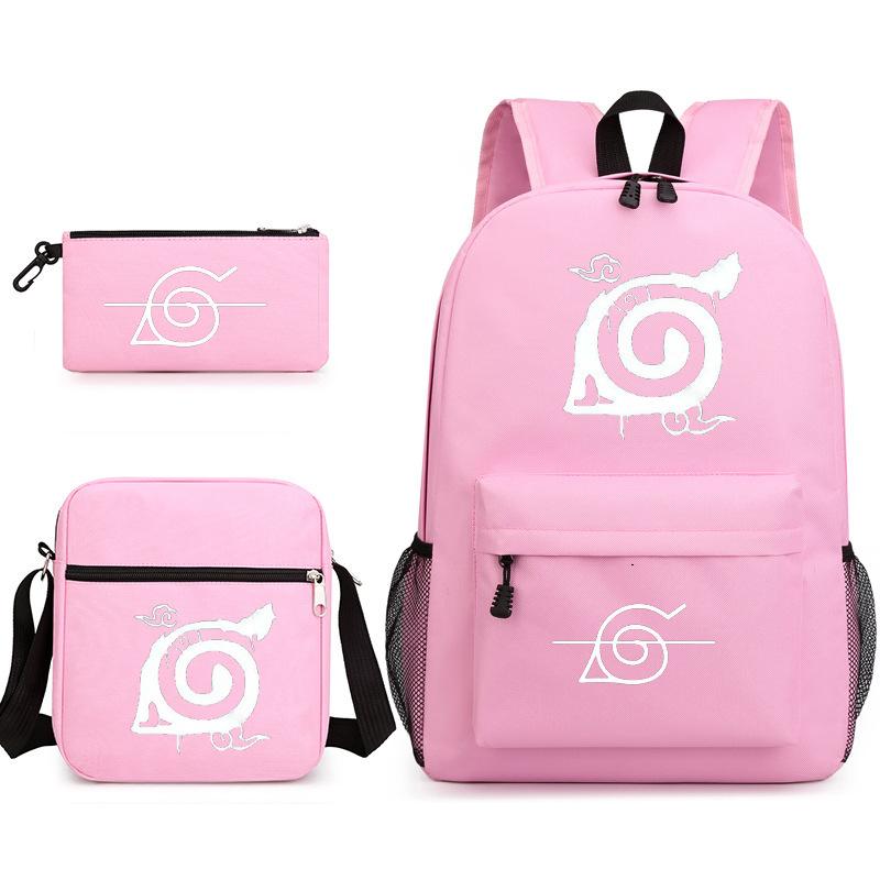Anime Naruto Starry Sky Teen Student School Bag Three-Piece Set Men'S And Women'S Backpacks Satchel Pencil Bag