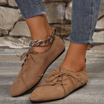 Женские лоферы в стиле ретро, ​​замшевые туфли на плоской подошве с острым носком, женские повседневные кроссовки на шнуровке, женская удобная обувь на мелкой платформе, нескользящая прогулочная обувь
