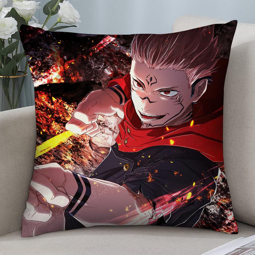 J-Jujutsu Kaisen Рёмен Сукуна Наволочка Короткий Плюш Чехлы для Подушек Декор Дивана Подарок Дом Двусторонний Принт Чехол для Подушки