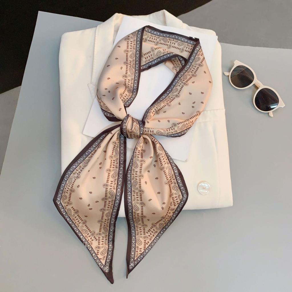 New Print Silk Scarf Skinny Ribbon Hairbands Women Neck Kerchief Foulard Soft Hair Bands Scarves Bag Handle Ribbon 15*145cm