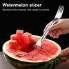Stainless Steel Watermelon Cutter Dual Head Slicer Serving Fork Dishwasher Safe Fruit Cubing Tool for Picnics BBQ
