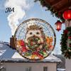 Atmosphere Enhancing Wall Decor Stained Glass Style Acrylic Window Hanging, Tree of Life & Winter Forest Double Sided Printed Ornament Round
