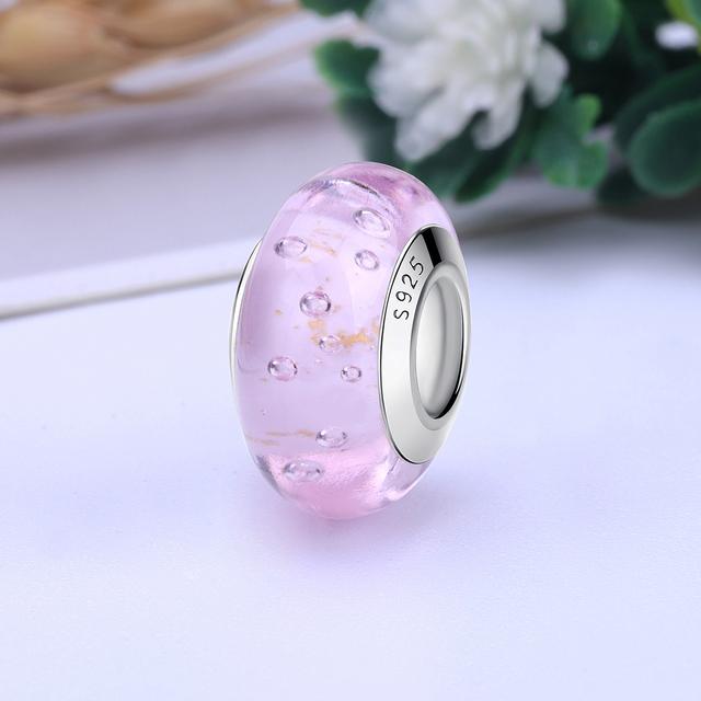 2023 Новый Оригинальный 100% Стерлингового Серебра 925 пробы Стеклянные Бусины Дерево Камень Муранский Цветок Подвески Подходит Браслет Diy Женские Ювелирные Изделия