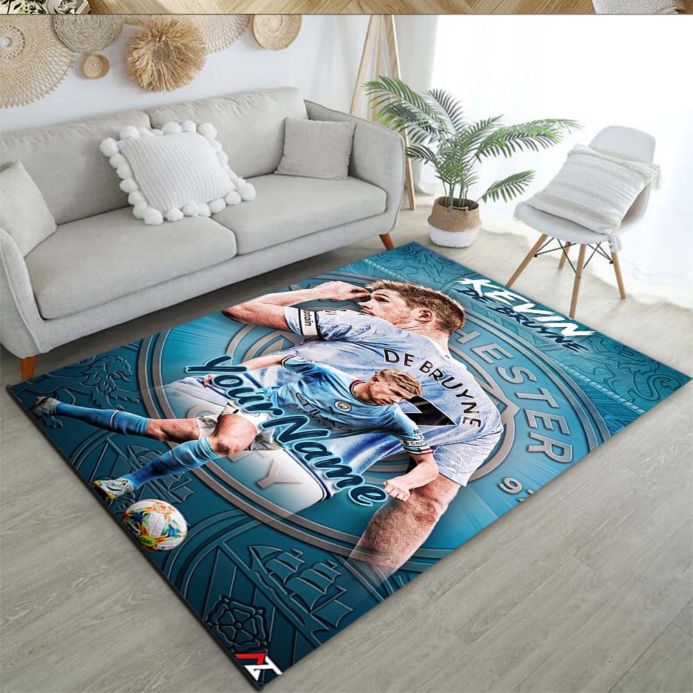 Manchester City Customize Your Name Floor Mat Design for Playrooms Study room Hallway Entryway Anti-slip Rug Anime Office Decor Wedding Party Gift