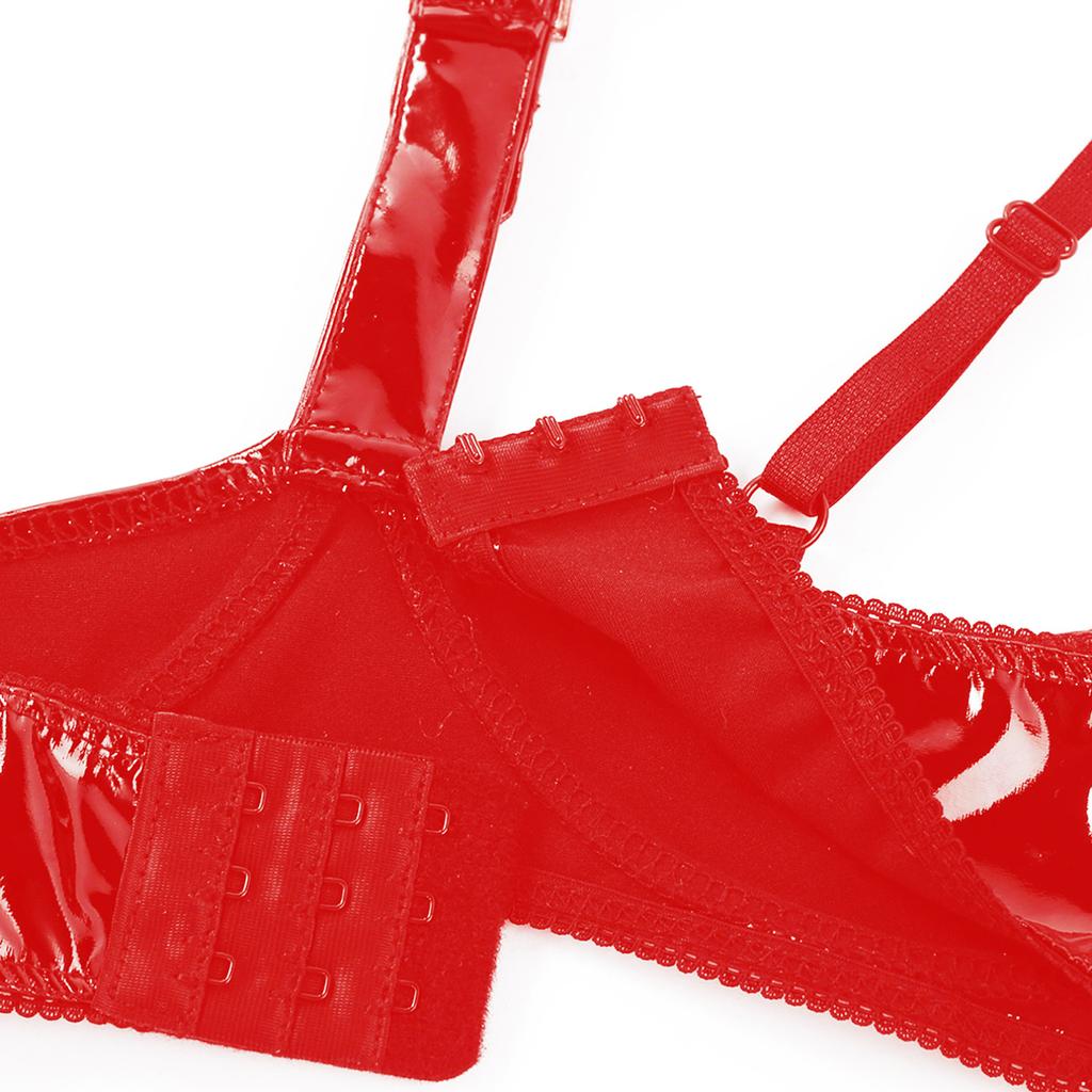Женское сексуальное нижнее белье из лакированной кожи, укороченный бюстгальтер с открытой чашкой и полкой