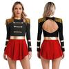 Women's Circus Ringmaster Costume Carnival Outfits Long Sleeve Keyhole Fringed Shoulder Dress