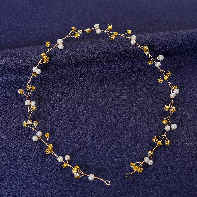 Золотистый Цвет Цветок Лист Повязка Тиара Для Женщин Вечеринка Кристалл Жемчуг Ободок Свадебные Свадебные Аксессуары для Волос Ювелирные Изделия Гребень Лента