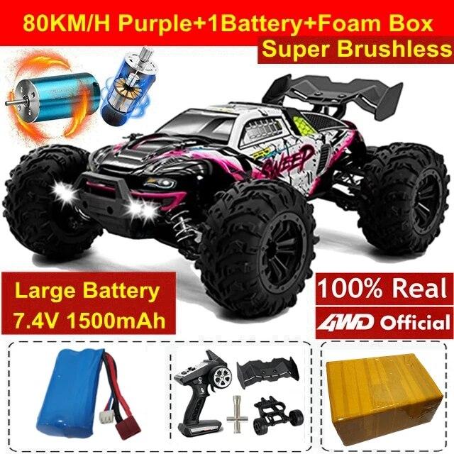 Новый высокоскоростной гоночный внедорожник 4WD RC Car 50 км/ч или 80 км/ч Супер бесщеточный высокоскоростной радио 4x4 Off Road Super Fast Drift Racing RC Truck Vehicle