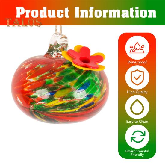 Кормушка для колибри из выдувного стекла ручной работы, подвесной металлический держатель для кашпо 2 в 1 с 6 маленькими кормушками для птиц из выдувного стекла для декора окон в саду и на заднем дворе