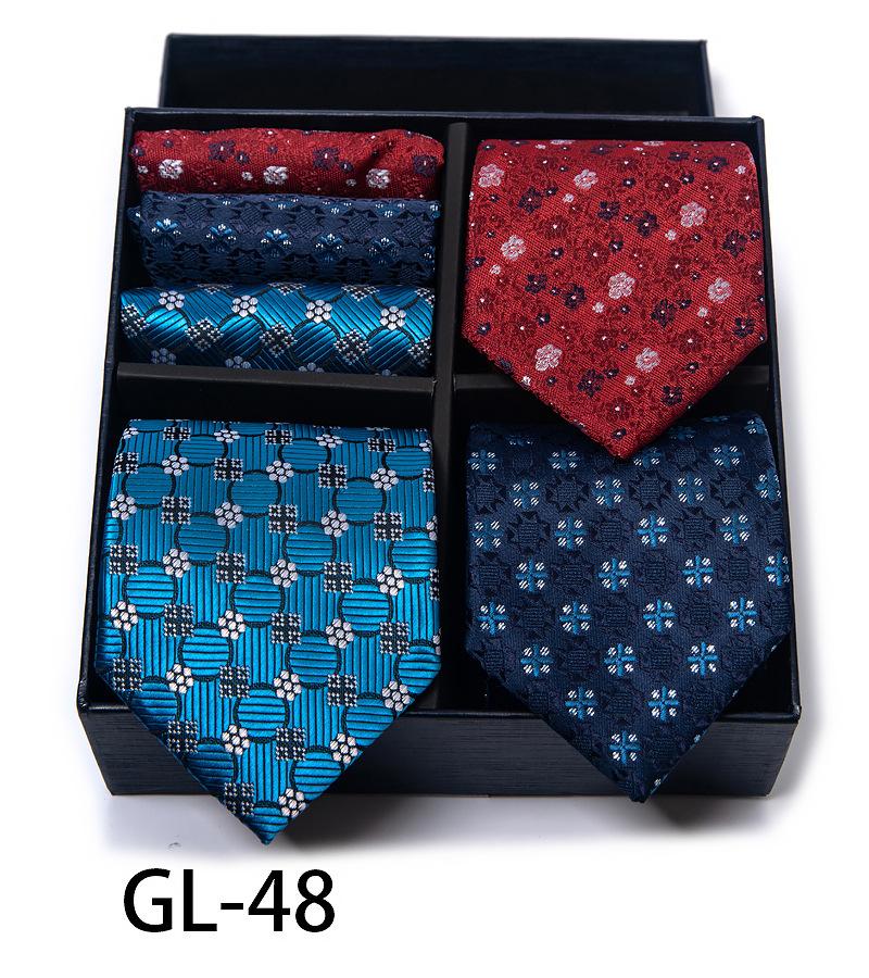 Men'S Gift Box Set Tie Fashion Business Net Color Jacquard Tie Square Scarf