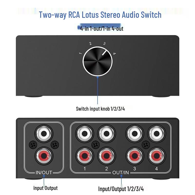 RCA 4-in 1-out Hi-Fi Lossless Stereo Audio Switcher Adapter