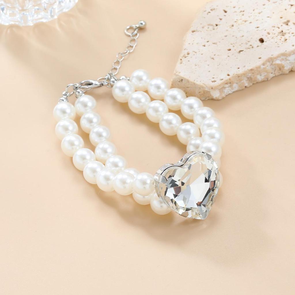 Женское ожерелье 2024 года с бриллиантами в форме сердца и искусственным жемчугом - свадебные украшения и аксессуары для банкета