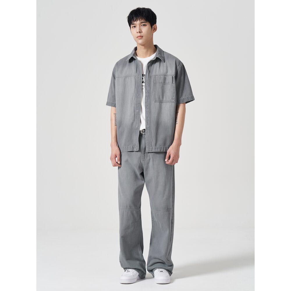 8SECONDS Loose Fit Washed Short Sleeve Denim Shacket Sky Blue (264765Fphq)