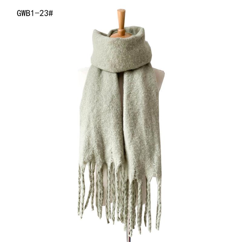 Thickened Men's Solid Color Thick Tassel Warm Circle Sand Scarf Women's Shawl Keep
