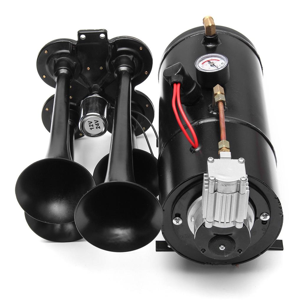 DC 12V 150DB 4 комплект звукового сигнала для трубы 12V 150PSI супер громкий с воздушным компрессором для автомобиля, грузовика, внедорожника, лодки, поезда, звуковой сигнал
