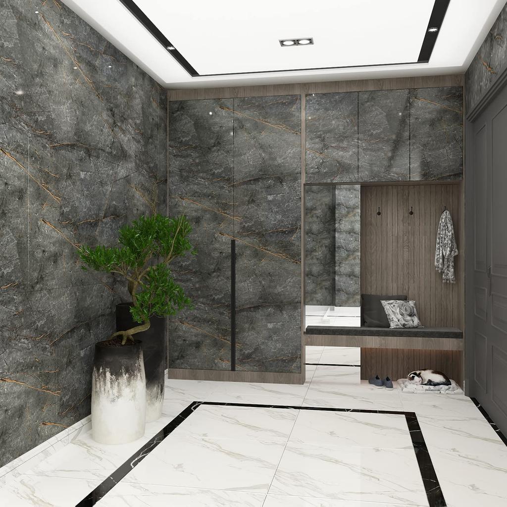 Наклейка на обои Boobest Marble, ширина 80 см, длина 4 м, толстая наклейка на обои, съемная, стильная, скандинавская, темно-серая, листовая, мраморная