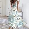 Women's Long Dress Maxi Dress Casual Dress Summer Casual Sleeveless V Neck Boho Waist Retraction Printed Dress