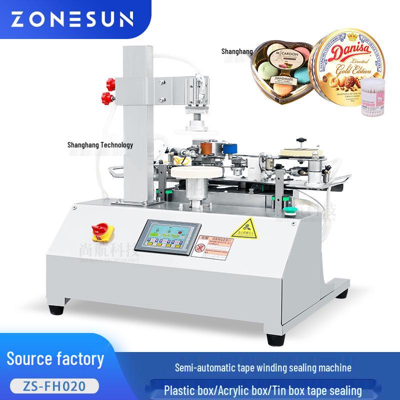 ZONESUN Semi-Automatic Tape Sealing Machine for Plastic, Acrylic, and Tinplate Gift Boxes