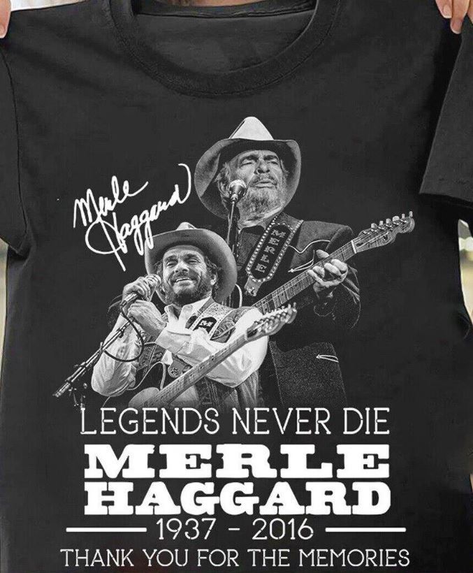 26 Vintage Merle Haggard Memories Signed Men T-shirt Black Cotton All Sizes Unisex T-Shirt