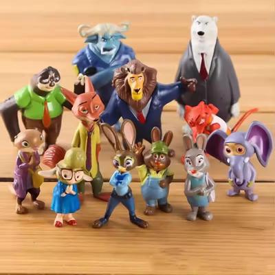 Новый набор из 12 шт. Фигурки животных из Зверополиса Игрушки Кролик Джуди Хопс Лис Ник Уайлд Фильмы Подарок для детей Коллекционные фигурки