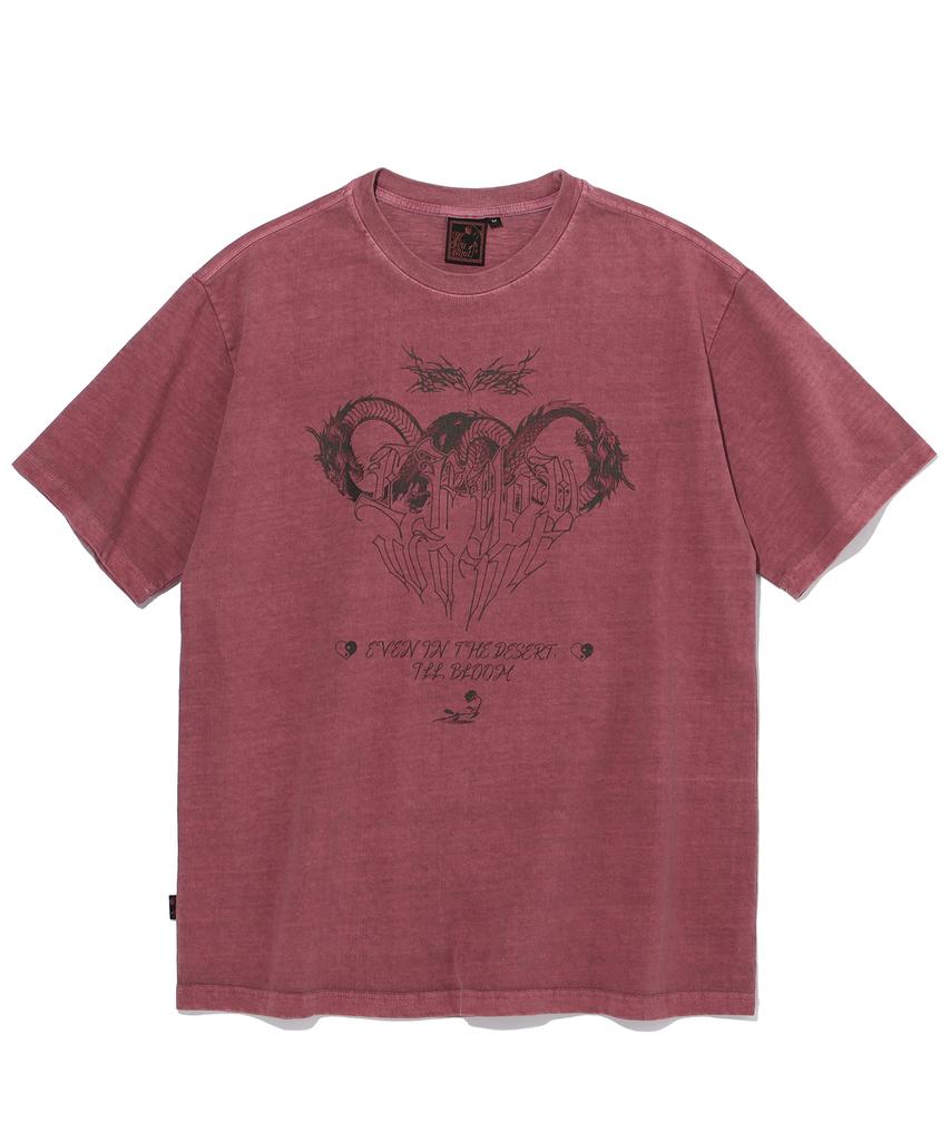 IFYOUWANT Distorted Pigment Tee Dusty Pink