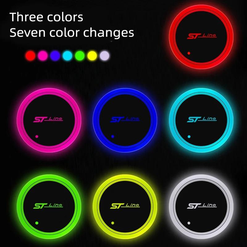 Suitable for Ford ST STLine Vignale Taurus kuga induction colorful atmosphere light car luminous water coaster non-slip mat WA5