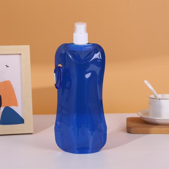 Collapsible Water Bottle 480ml BPA Free Reusable Water Pouch Hiking Camping Travel Sports Folding Water Bag Portable Leak-Proof