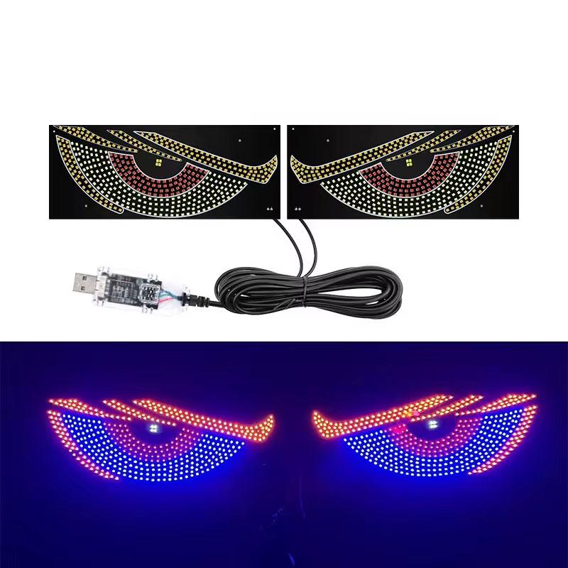 RGB Динамический Декоративный Свет Дьявольский Глаз для Грузовика Светодиодный Дисплей Панель Пикселей Стекло Лобовое USB 5V Многорежимная Лампа Неоновые Огни 4