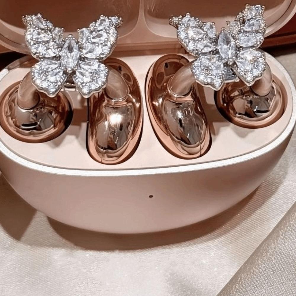 Creative Butterfly Earphone Clips Artificial Crystals Earphone Decorations  Personal Accessories