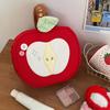 Red Storage Bag Velvet Cute Handbag Cartoon Fruit Makeup Bag  Data Cable Storage