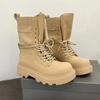 Модные новые полусапоги женские осенне-зимние модные женские ботинки челси на шнуровке с застежкой-молнией Botas Mujer Ботинки спортивные на платформе и каблуке женские туфли