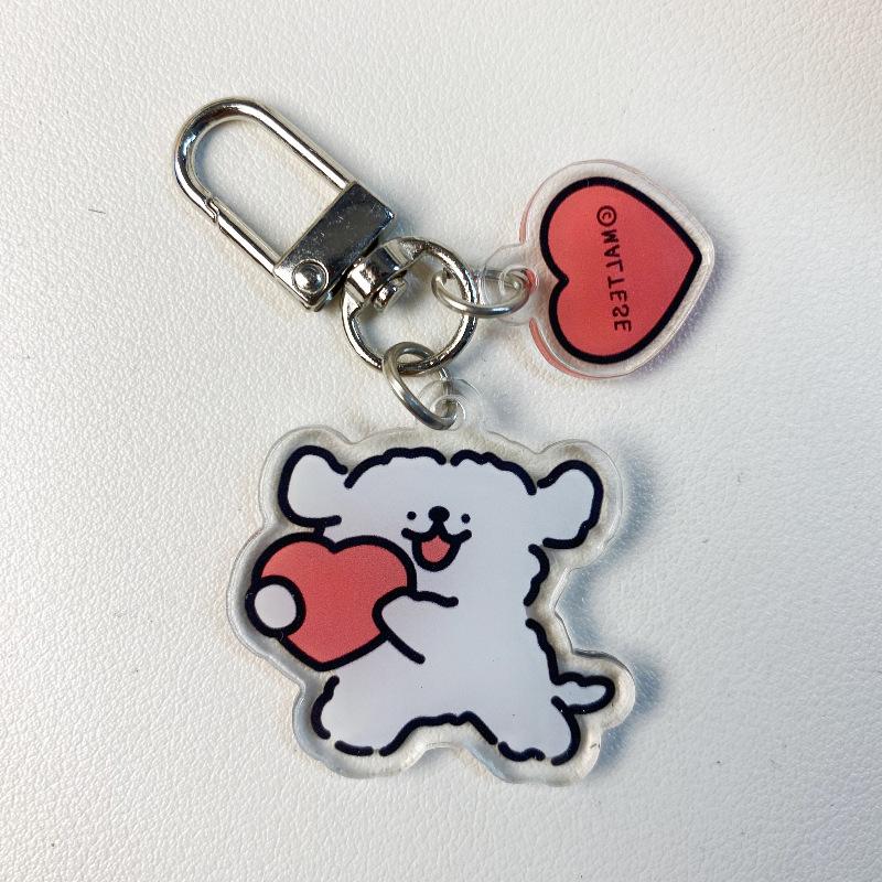 Милый мультяшный акриловый брелок в виде щенка собаки, забавный мультяшный милый школьный кулон, аксессуары, маленький подарок