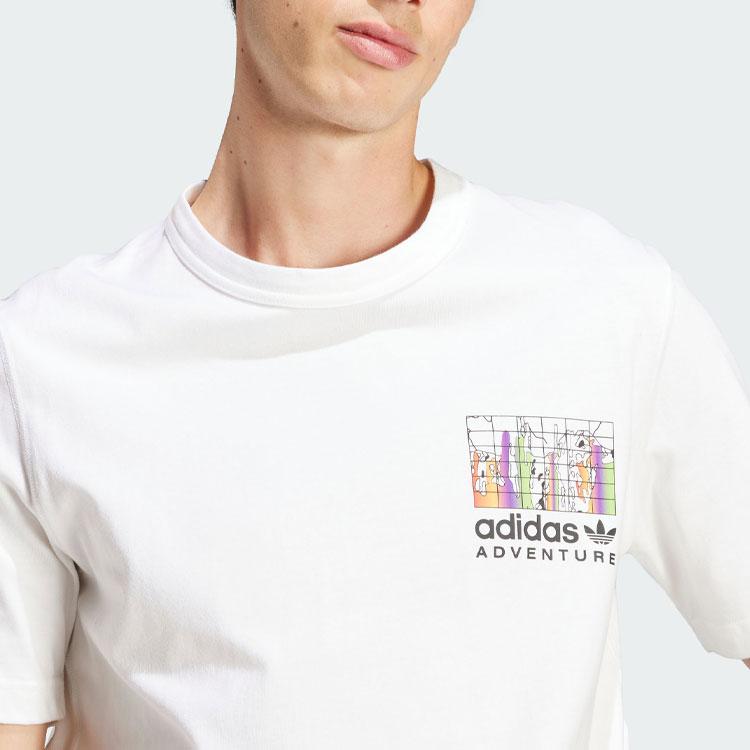 Adidas Футболка Originals Adventure с графическим принтом и буквенным логотипом, мужские топы белого цвета IJ0701