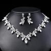 3pcs High-end Droplet Shaped Crystal Inlaid Necklace and Earring Set Simple and Durable Bridal Wedding Dress Accessories