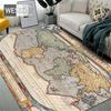Retro Map Carpet Large Living Room Rug Bedroom Furniture Floor Mat Vintage Decoration Home Flannel Rug Washable Hall Carpet