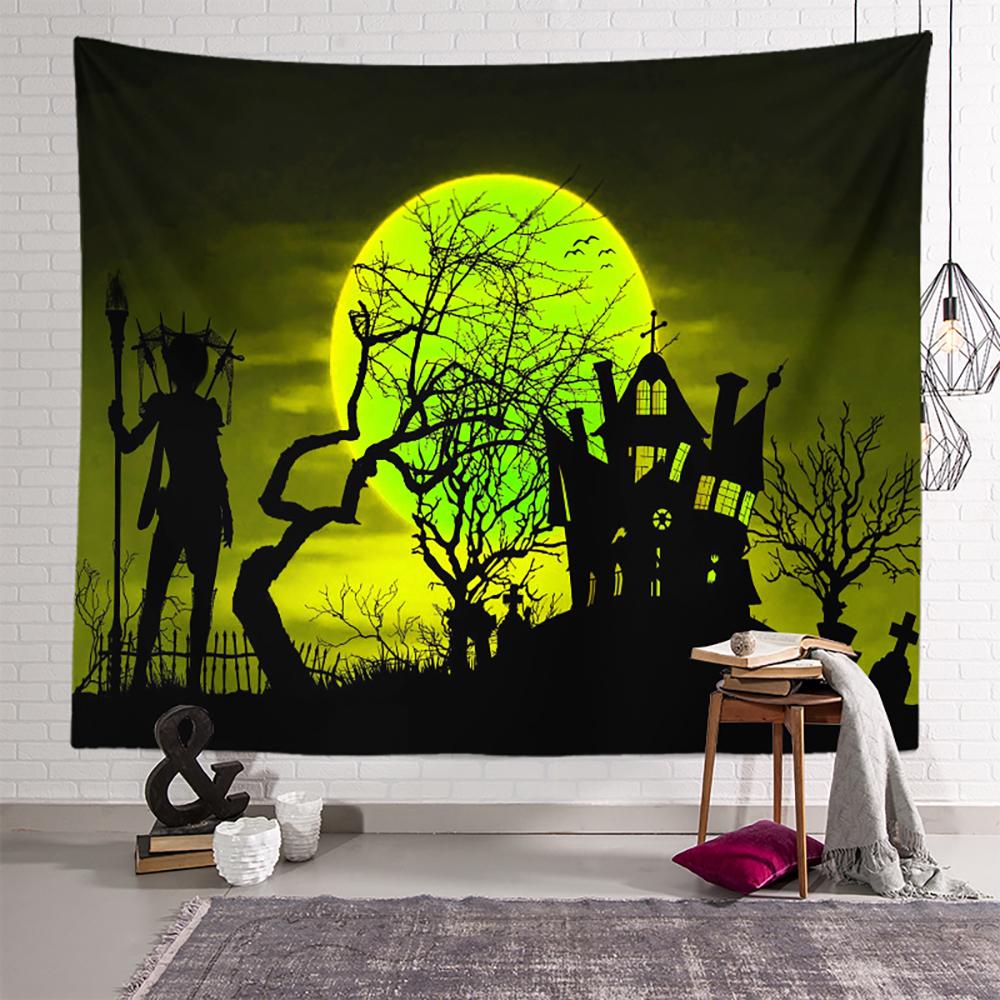 Хэллоуин страшная тыква ведьма летучая мышь принт гобелен потолок дома гостиная спальня настенный декор 230x180 см
