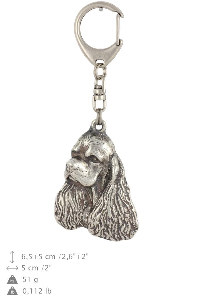 Clumber Spaniel - Silver-plated Key Ring with Dog, Handbag Decoration, Backpack Pendant by Art-Dog Brand