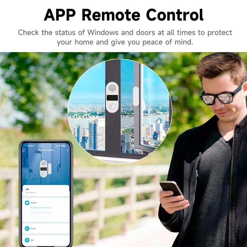 Tuya ZigBee Датчик открытия/закрытия двери/окна 130 дБ Звуковой контроль Alexa Детекторы двери Открытие/Закрытие Удаленный контроль через приложение Системы световой сигнализации