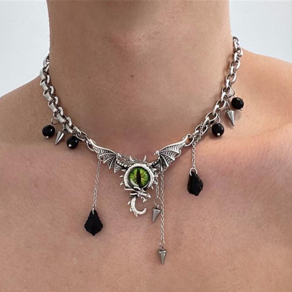Wings Metal Chain Necklace Eye Punk Gothic Necklace Elegant Ghost Necklace Women  Gifts