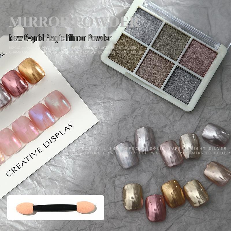 6-Color Iridescent Aurora Nail Art Magic Mirror Powder – Super Bright, Fine Glitter, No Flying Powder