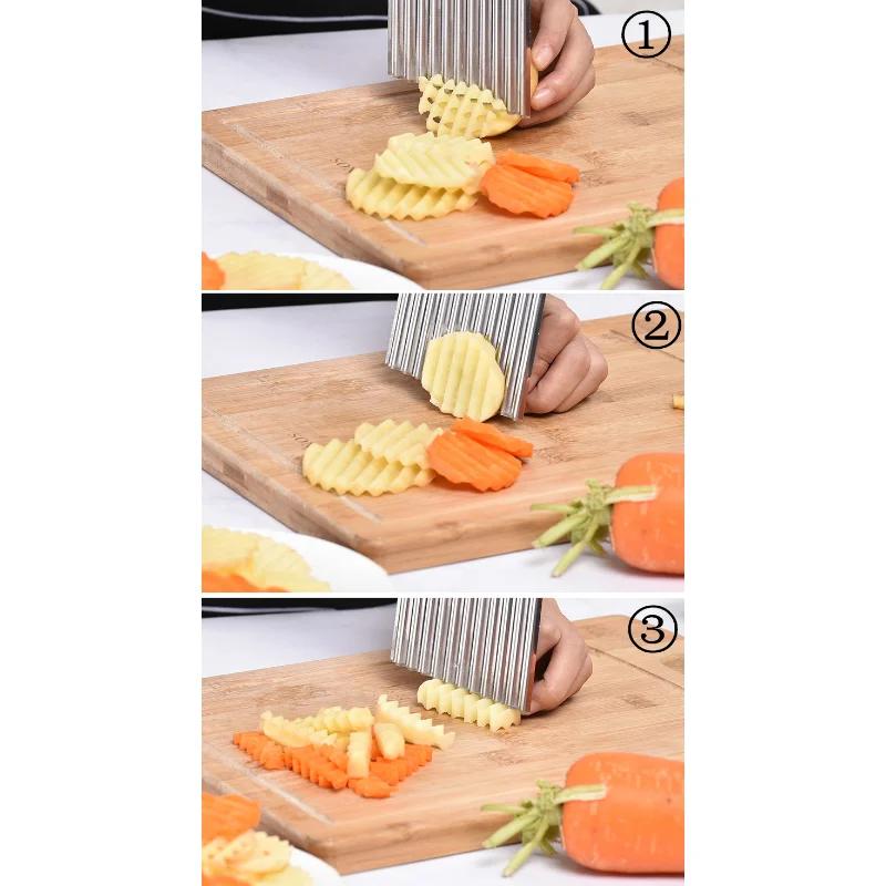 Нержавеющая сталь овощерезка для картофеля моркови волнообразный нож для картофеля чипсов гофрированный волнообразный нож кухонный инструмент для картофеля фри гаджет