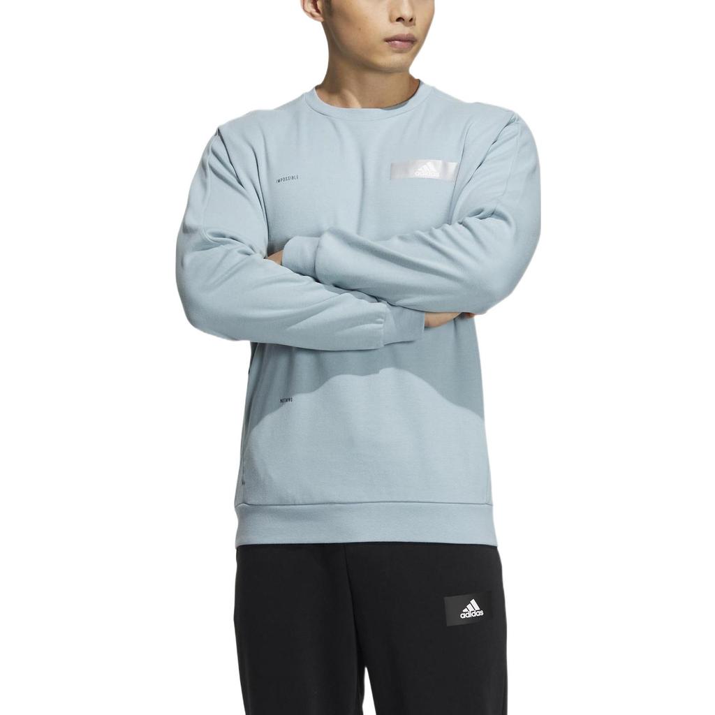 adidas Свитшот с принтом логотипа и круглым вырезом, мужской свитшот, синий HY5849