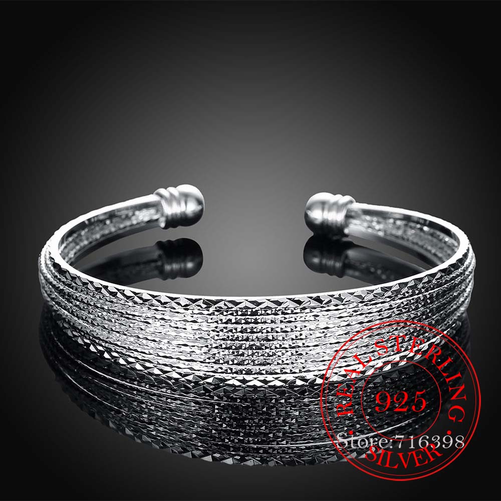 925 Sterling Silver Braided Bangles For Women Wedding Engagement Party European American Style Bracelet Jewelry