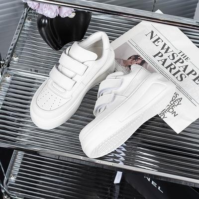 Кожаные водонепроницаемые туфли на платформе для медсестер, женские новые универсальные повседневные туфли на липучке со смайликом