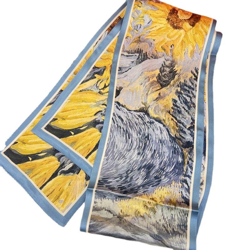 Silky Enjoyment! Silk Scarf Women'S Light Luxury Fashionable Mulberry Silk Scarf Double-Layer Double-Sided Scarf Streamer