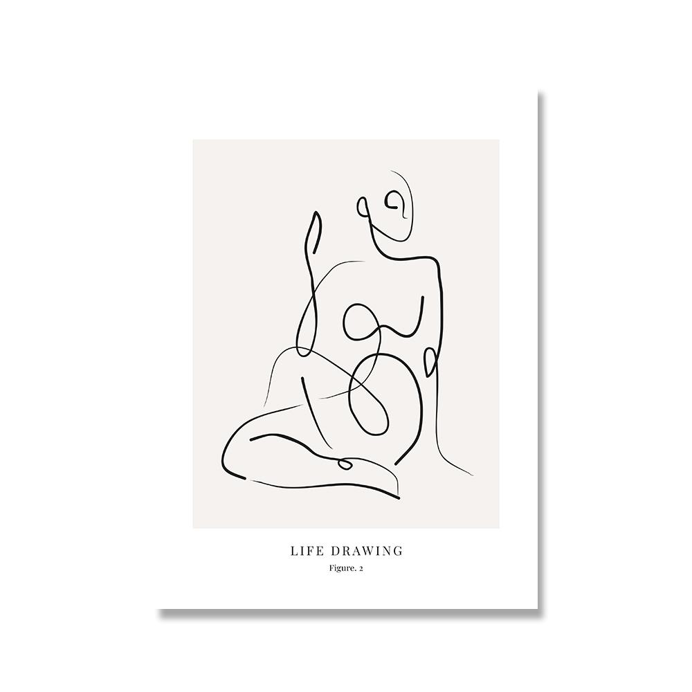 Абстрактные линии лица Галерея искусства Постер Бежевый Черный Холст Картина Модные Бохо Картины Декор Стены Комнаты Интерьер Украшения Дома