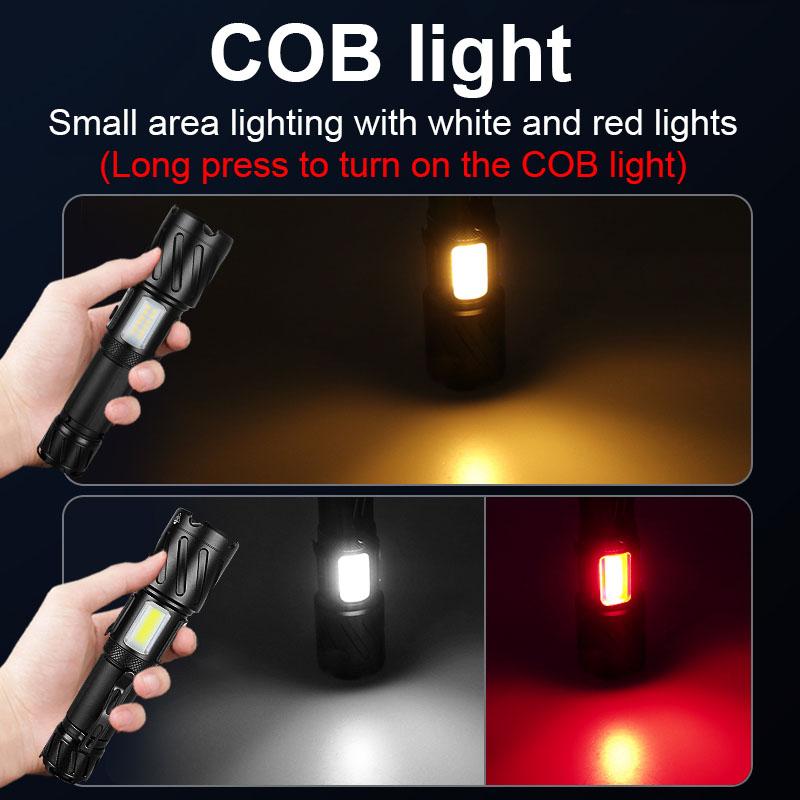 Мощный фонарик Супер яркий XHP160 LED + COB магнитная лампа Водонепроницаемая вспышка Перезаряжаемый фонарик